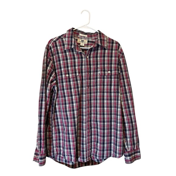Club Room Men's‎ Plaid Long Sleeve Button Down Shirt 100% Cotton Large Fitted - Picture 1 of 6